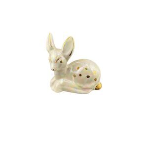 Vintage Sitting Fawn Figurine with Hand Painted Dots & Gold Detail